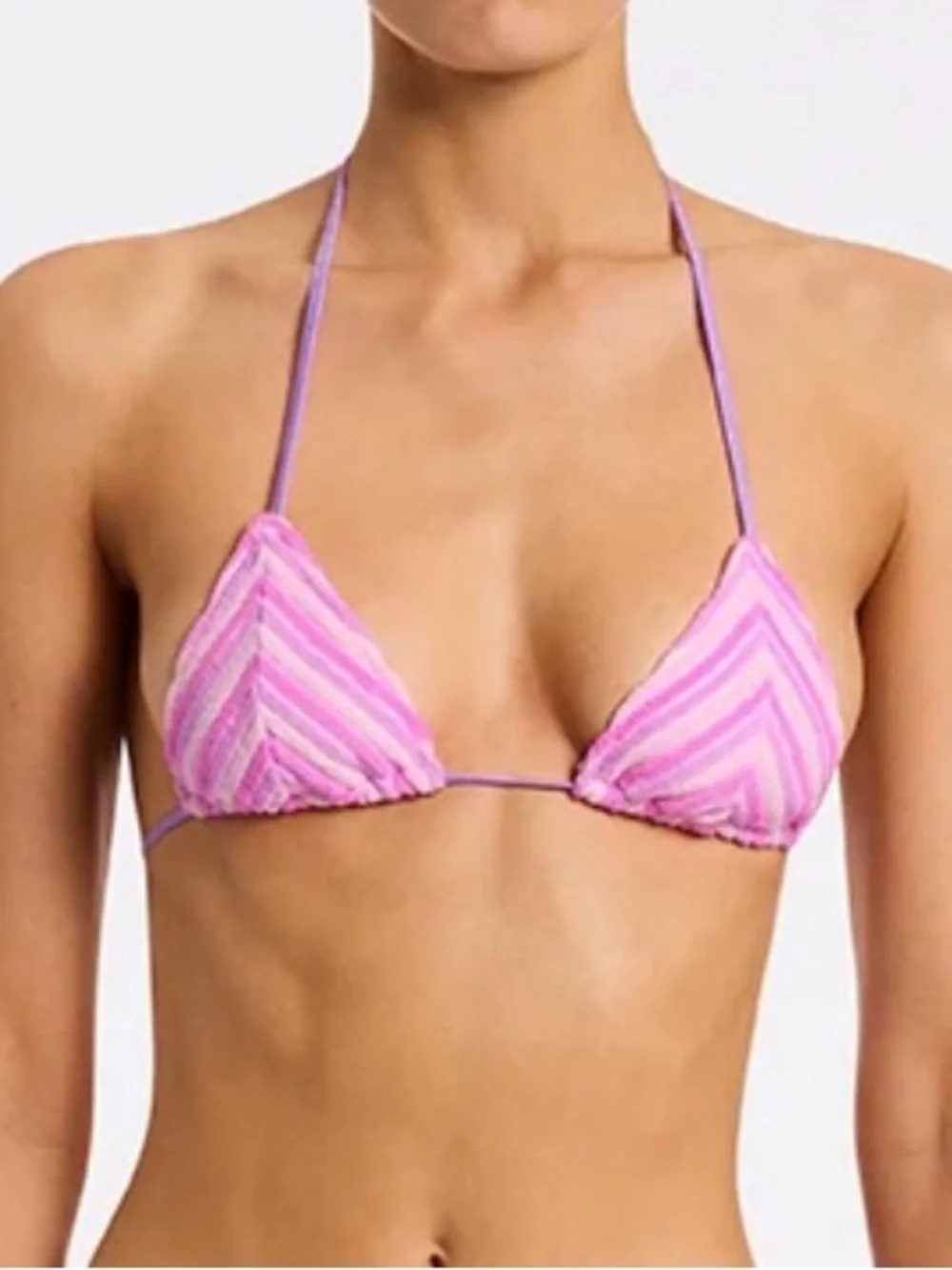triangl swimwear Lavender Pink Striped Triangle Bikini Top